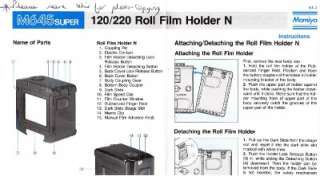 Mamiya M645 Super 120/220 Roll Film Holder N Guide  