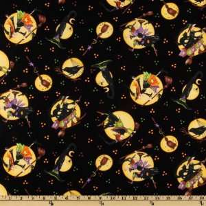  44 Wide Moon Dancers Witches Black Fabric By The Yard 