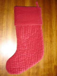 POTTERY BARN CHRISTMAS STOCKING SOFT THICK QUILTED RED MEGAN  