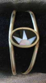 Inlaid Iridescent Shell Sunrise 80s Mexican Bracelet  