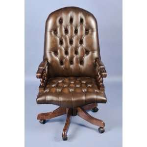  Mountbatten Style Revolving English Leather Desk Chair 