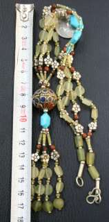 AFGHAN TRADITIONAL JADE STONE GLASS BEADS AT NECKLACE  