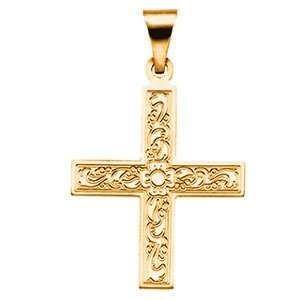  Ornate Greek Cross 20.5x18mm   14k Yellow Gold Jewelry