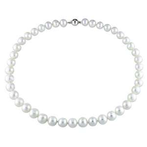  Sterling Silver Fresh Water White Pearl Necklace With Ball 