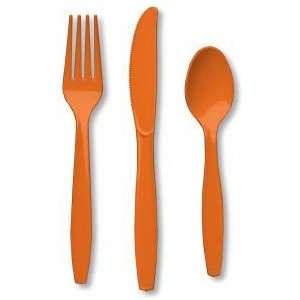    Heavy Duty Plastic Cutlery, Sunkissed Orange