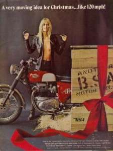 1967 BSA Spitfire Mk III Motorcycle Christmas Original Color Ad 