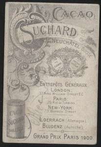 Original chromo card of chocolate Suchard. The size is 7x10.5cm.