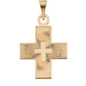   Gold Greek Cross Pendant. 15.50X14.00 Mm Greek Cross Pendant In 14K