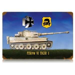  Tiger Tank Axis Military Vintage Metal Sign   Garage Art 