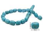 BLUE TURQUOISE GEMS TUBE BEADS 12MM Stabilized 15 5 IN  