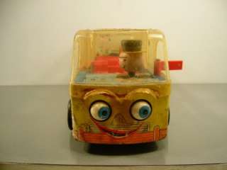   60s FISHER PRICE #983 SCHOOL BUS Clear Top Rotating Kids/Driver/Eyes