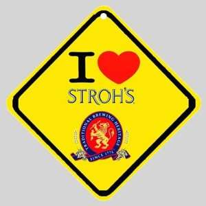  I Love Strohs Classic Beer Logo Car Window Sign 