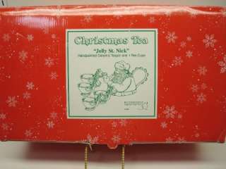 Dept 56 Santa Teapot + 4 Tea Cups Set Jolly St Nick New  