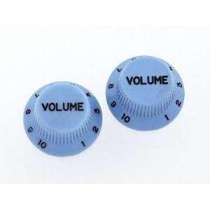  2 Volume Knobs Blue for Strat fits US Split Shaft Pots 