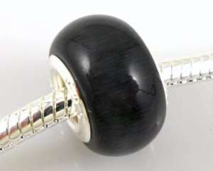 30pcs Black Cats Eye Beads Fit Charm Bracelet C15  