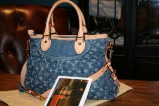   VUITTON Blue MONOGRAM DENIM NEO CABBY MM Shoulder BAG Handbag  