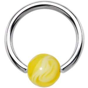  14 Gauge Yellow Marble Bcr Captive Ring Jewelry