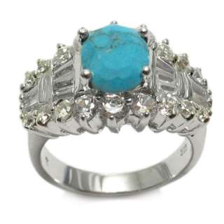 925 Sterling Silver Darling Turquoise 1.8 Ct. CZ Ring  