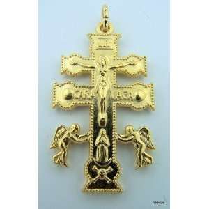   Plated Cara Vaca Cross Angels Skull and Cross Bones Cross of Caravaca