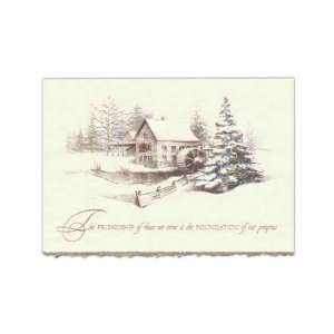   and Name   Holiday card with gilded mill design.