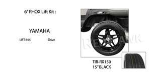 Yamaha Cart 15 Tire, Wheel, RHOX Lift Kit Pack Black  
