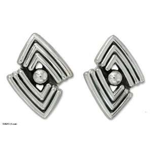  Sterling silver button earrings, Aztec Victory Jewelry