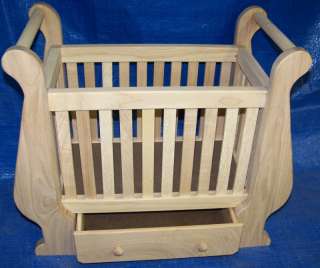Custom Wooden Sleigh Toy Doll Crib W Drawer #5  