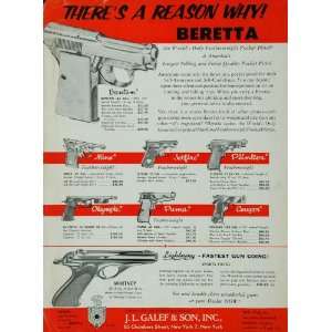  1957 Ad Beretta Pocket Pistol Bantam Whitney Plinker 