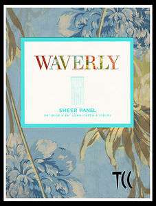 NEW Waverly Starla Chambray Sheer Panel Sheer Floral Blue Drape 50 x 