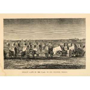  1865 Wood Engraving Rosario Plaza Carretas Bullock Cart 