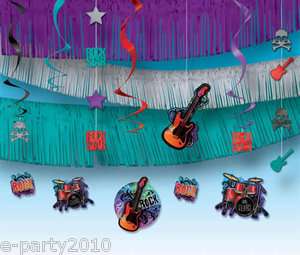 21pc ROCK STAR PARTY Room DECORATIONS KIT ~ foil SWIRLS & FRINGE Party 