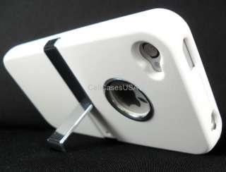AT&T VERIZON IPHONE 4 WHITE HARD COVER CASE WITH STAND  