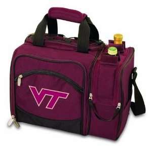  Virginia Tech VT Hokies Picnic Basket Set For 2 Wine Tote 