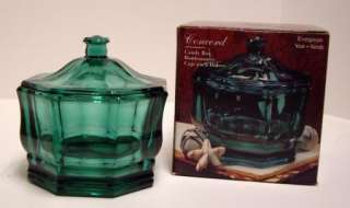 Indiana Glass Concord Evergreen Candy Box Dish w Lid & Box  