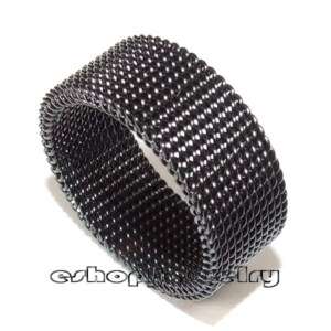 Black Stainless Steel Mesh Link Chain Mail Ring Sz6 13  