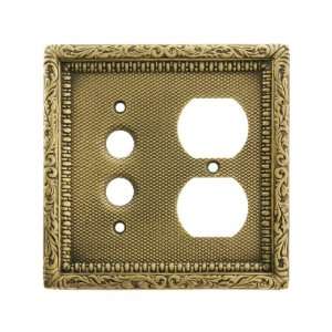   Push Button / Duplex Combination Switch Plate In Antique By Hand Home