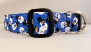 Awesome Top Hat Snowmen on Blue Dog Collar Snowman  