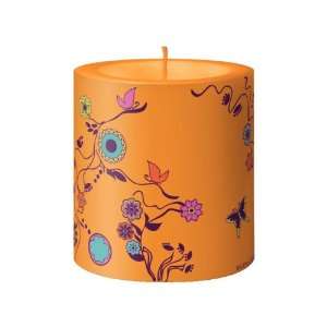  Candle, La Vela, Orange Vines Designer Decorated Candle w 