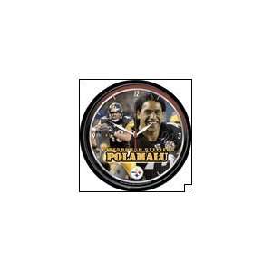  Troy Polamalu Steelers Logo Wall Clock