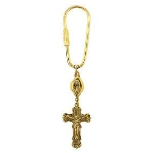  Gold Tone Crucifix Key Fob Jewelry