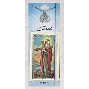  St. Helen Pewter Patron Saint Medal Necklace Pendant with 