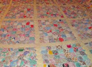   Antique Yo Yo Quilt Coverlet Spread 66 wide x 110 Long almost 7 lbs