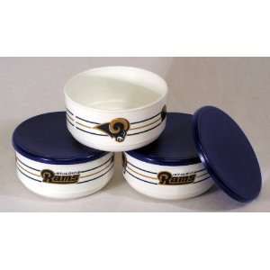  St. Louis Rams NFL 3 piece Plastic Bowl Set with Lids 