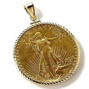  14K Gold St. Gaudens No Motto .900 Fine Gold Coin Pendant 