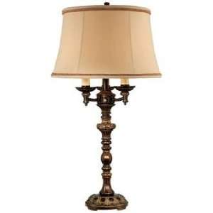  Italian Bronze with Faux Marble Accents 4 Light Table Lamp 