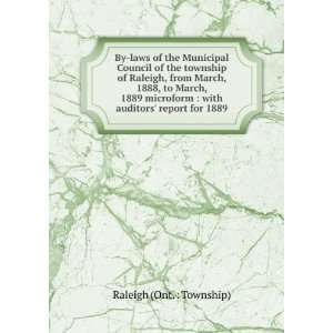    with auditors report for 1889 Raleigh (Ont.  Township) Books