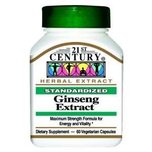  21st Century Ginseng Extract Veg Capsules, 60 Count 
