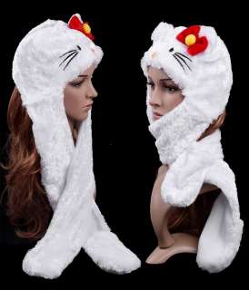 Locely Cartoon Animal Plush Cap With Earmuff Scarf Gloves Soft Warm 