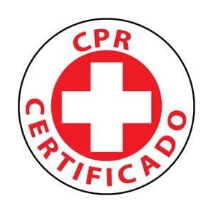 HH39   Hard Hat Emblem, CPR Certificado, 2 Diameter, Pressure 