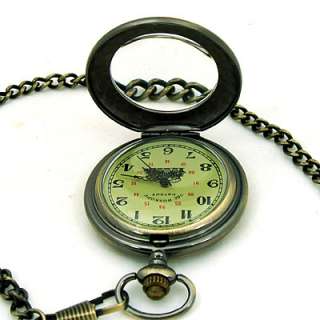 BRONZE CARVED CASE MAGNIFIER HAND WINDING POCKET WATCH  